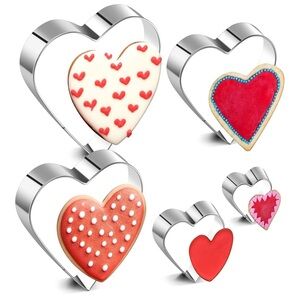 Silver Heart-Shaped Cookie Cutter Set